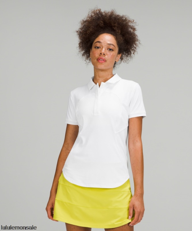 Lululemon Damen DELULU288 | Schnell Trocknendes Kurzarm Poloshirt Weiß